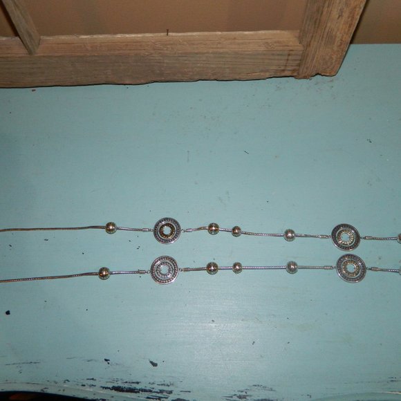 Brighton Temple Two Tone Pebble Silver/goldtone Necklace Retired NEW - Picture 4 of 8